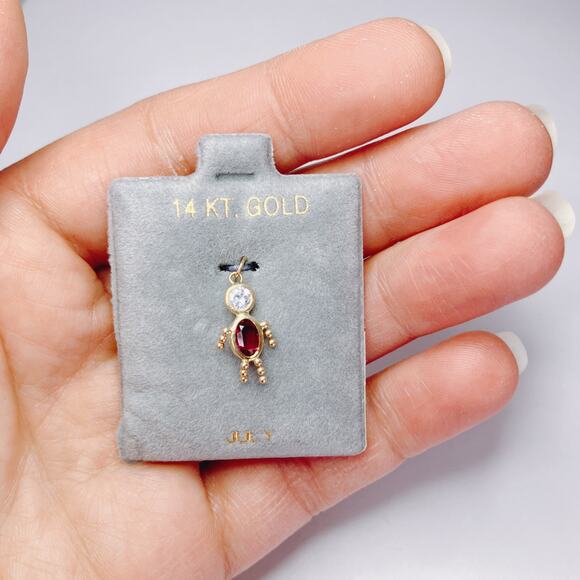 VTG 14K Gold July Birthstone Charm Pendant Necklace Petite Minimalist Dainty - Picture 2 of 13